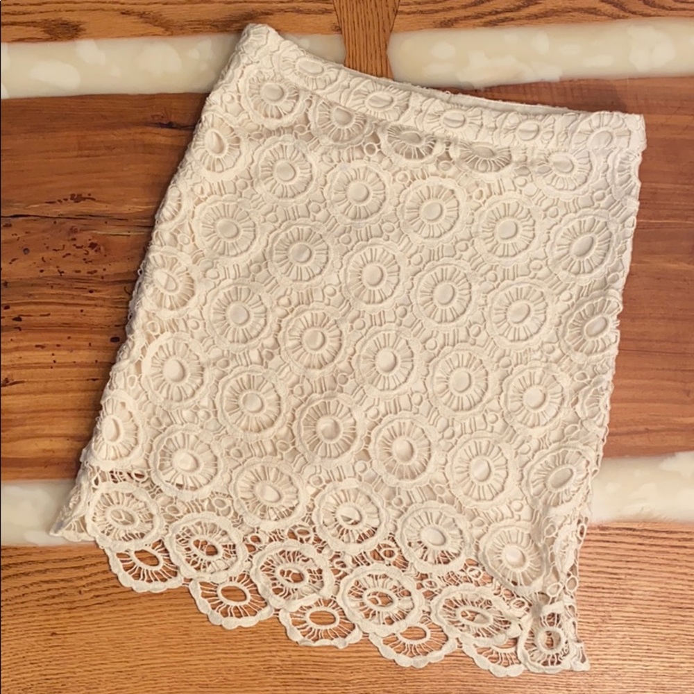 White skirt with lace overlay